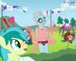  &lt;3 &lt;3_eyes absurd_res anthro arthropod blush bovid bovine canopy changeling clothed clothing clothing_lift deserter_(artist) dialogue dress dress_lift earth_pony english_text equid equine exclamation_point female flag friendship_is_magic gasp green_blouse group hi_res horse male mammal my_little_pony ocellus_(mlp) pattern_clothing pattern_underwear pendant pink_clothing pink_dress polka_dot_panties pony reformed_changeling sandbar_(mlp) spread_wings surprised_expression teenager text tolpain trio unamused underwear wind wings yak yona_yak_(mlp) young 