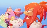  anthro beverage blaze_the_cat boxing_gloves clothing duo female forehead_gem fur gloves hair handwear hi_res humanoid inflatable inner_tube knuckles_the_echidna lemonade male ponytail purple_body purple_fur red_body red_fur sega sonic_the_hedgehog_(series) spinstellar summer yellow_eyes 