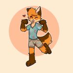  &lt;3 absurd_res anthro blep brown_body brown_fur canid canine cheek_tuft chest_tuft clothing eyes_closed facial_tuft fluffy fluffy_tail fox fur hi_res khaki_pants male mammal orange_body orange_fur shirt simple_background solo t-shirt tan_background tan_body tan_fur the_xing1 tongue tongue_out topwear tuft 