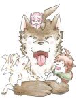  2015 alternate_species ambiguous_gender blush blush_stickers bodily_fluids brown_body brown_fur brown_nose canid canine canis chiaki_nanami cute_fangs danganronpa domestic_dog eyes_closed female feral front_view fur furrification green_eyes group hajime_hinata hi_res looking_at_another makoto_naegi mammal multicolored_body multicolored_fur nagito_komaeda open_mouth open_smile pink_body pink_fur pink_inner_ear pink_nose simple_background size_difference smile sweat sweatdrop tongue tongue_out traditional_media_(artwork) two_tone_body two_tone_fur white_background white_body white_fur xyz820815 