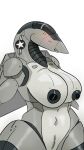  aircraft aircraft_humanoid anthro big_breasts blush blush_lines breasts clenched_teeth f-14 f-14_tomcat female grey_body havoc63 living_aircraft living_machine living_vehicle machine pointy_nose simple_background solo teeth u.s._navy vehicle 