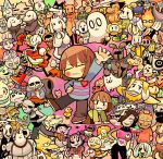  2others 6+boys 6+girls alphys annoying_dog arm_up arthropod_girl asgore_dreemurr asriel_dreemurr black_hair black_pants black_tank_top blonde_hair blue_jacket blue_skin blue_sweater blush_stickers boots bow brown_pants burgerpants chara_(undertale) character_request chibi cigarette closed_eyes colored_skin creature everyone eyepatch fire flower flowey_(undertale) ghost glasses goat_boy goat_girl green_sweater grillby grin hair_bow hat horns horse_boy jacket jerry_(undertale) mad_dummy_(undertale) mettaton mettaton_ex monster_kid_(undertale) muffet multiple_boys multiple_girls multiple_others napstablook onionsan pants papyrus_(undertale) ponytail purple_skin red_boots red_hair red_scarf sans_(undertale) scarf skeleton smile spider_girl striped_clothes striped_sweater sweater tank_top teeth temmie terada_tera toriel tsunderplane turtle undertale undyne vulkin w.d._gaster white_fur 