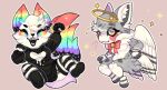 alternative_fashion angel anthro bell bell_collar bow_ribbon chibi clothing collar duo felid feline female fur greaserdemon legwear mammal multicolored_body multicolored_fur rainbow_body rainbow_fur scene_(fashion) sparkles stockings sweater topwear wings