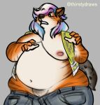  absurd_res anthro belly big_belly big_breasts big_butt big_nipples bottomwear breasts brown_tail bulge butt canid canine chubby_anthro chubby_male clothed clothing construction_worker denim denim_clothing felid fox fur hair hi_res hyaenid hybrid jeans looking_shocked looking_surprised male mammal markings multicolored_hair navel nipples orange_body orange_fur overweight pantherine pants shocked shocked_expression shocked_face simple_background solo spots spotted_hyena spotted_markings spotted_tail tail_markings tan_body tan_fur thick_thighs thirsty_(thirstydraws) thirstydraws tiger tight_bottomwear tight_clothing tight_fit topwear vest wide_hips 
