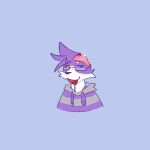 1:1 2024 ambiguous_gender anthro blue_background blue_eyes bodily_fluids brain bust_portrait canid canine canis character_request clothed clothing digital_media_(artwork) drooling exposed_brain eyebrows eyewear flat_colors fur glasses grey_clothing grey_hoodie grey_topwear hoodie mammal multicolored_body multicolored_fur open_mouth open_smile organs pattern_clothing pattern_hoodie pattern_topwear portrait purple_body purple_clothing purple_fur purple_hoodie purple_topwear rectangular_glasses red_tongue saliva simple_background smile solo striped_clothing striped_hoodie striped_topwear stripes tongue topwear two_tone_body two_tone_fur two_tone_hoodie wearing_glasses whiskers white_body white_fur winterfrost wolf