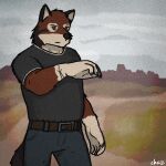  2022 anthro biped bracelet canid canine canis chazthewolf clothed clothing echo_(game) echo_(series) echo_project fur jewelry leo_alvarez male mammal orange_eyes red_body red_fur solo video_games visual_novel wolf 
