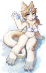  2022 3_toes 4_fingers absurd_res anthro bikini blep breasts claws clothing cute_fangs feet felid feline female female_anthro finger_claws fingers fur hair healingpit hi_res kemono looking_at_viewer mammal partially_submerged pawpads paws solo swimwear toe_claws toes tongue tongue_out 