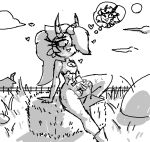 abs balls bodily_fluids clothed clothing demon digital_media_(artwork) eviltqf female genital_fluids genitals gynomorph heart_symbol helluva_boss horn humanoid humanoid_genitalia imp incest_(lore) incestuous_fantasy intersex masturbation microsoft microsoft_paint_(artwork) microsoft_paint_(copyright) muscular muscular_female musk musk_clouds penile penile_masturbation penis pubes public sallie_may_(helluva_boss) simple_background solo sweat thick_thighs trans_(lore) trans_woman_(lore)