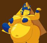  animal_crossing ankha_(animal_crossing) areola background_silhouette big_areola big_breasts blue_areola blue_body blue_fur blue_hair blue_nipples blue_stripes blue_tail breasts chip_at_night eyes_closed felid feline female fur hair huge_areola mammal multicolored_tail navel nintendo nipples overweight puffy_areola puffy_nipples stripes thick_thighs video_games yellow_body yellow_fur yellow_tail 