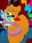 3:4 absurd_res accessory anthro balloon bear big_breasts big_tail blue_body blue_eyes blue_fur bow_tie bowling_ball bracelet breasts clothing crossgender curtains detailed detailed_background ear_piercing ears_back ears_down female five_nights_at_freddy&#039;s five_nights_at_freddy&#039;s:_security_breach fluffy fluffy_tail frown frown_eyebrows frowning_at_viewer fur glamrock_bonnie_(fnaf) glamrock_freddy hair hi_res inflatable jewelry looking_at_viewer mammal multicolored_body multicolored_fur narrowed_eyes orange_body orange_fur piercing pivoted_ears plushie pouting scottgames short_hair slightly_chubby slightly_chubby_anthro slightly_chubby_female solo steel_wool_studios tail tan_body tan_fur thick_thighs tsukipaw