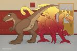 anus ass_to_ass big_butt brown_body butt cartoon_network detailed_background dinosaur dragon duo eye_contact feet female feral genitals glowing hi_res horn looking_at_another mythological_creature mythological_scalie mythology naughty_face open_mouth orange_body penny_fitzgerald prehistoric_species presenting presenting_hindquarters pussy raised_tail reptile scalie school smile standing strohdelfin tail the_amazing_world_of_gumball theropod tina_rex tyrannosaurid tyrannosauroid tyrannosaurus tyrannosaurus_rex wings