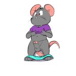 1:1 absurd_res anthro balls belly blush bodily_fluids bottomwear bottomwear_down buckteeth clothed clothing clothing_lift foreskin genital_fluids genitals hi_res leaking_precum male mammal mouse murid murine navel pants pants_down partially_clothed penis precum retracted_foreskin rodent shirt shirt_lift slightly_chubby solo teeth topwear twerpishimp