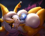 absurd_res anthro big_breasts breasts earth eteru female hi_res hybrid lightly-san looking_at_viewer macro moon nipples nude planet solo space
