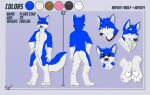  angry anthro black_nose blue_body blue_ears blue_fur blue_hair blue_tail brown_eyes canid cheek_tuft chest_tuft closed_smile color_swatch digitigrade english_text facial_tuft fluffy fluffy_tail front_view fur glistening glistening_eyes hair hi_res inner_ear_fluff looking_at_viewer male mammal model_sheet mouth_closed narrowed_eyes nude pache_riggs pawpads puppy_eyes rear_view sad short_hair signature simple_background solo standing text tuft white_body white_fur white_inner_ear_fluff white_pawpads white_tail 