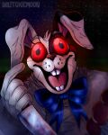  absurd_res animal_humanoid anthro blood blurred_background bodily_fluids bow_ribbon bow_tie buckteeth bunny_costume clothed clothing costume creepy female five_nights_at_freddy&#039;s five_nights_at_freddy&#039;s:_security_breach glowing glowing_eyes gore hi_res horror_(theme) humanoid knife lagomorph lagomorph_humanoid leporid leporid_humanoid mammal mammal_humanoid markings rabbit rabbit_ears rabbit_humanoid red_eyes scottgames selitoxicmoon shaded solo solo_focus suit teeth terror tongue vanny_(fnaf) video_games whisker_markings whisker_spots whiskers 