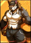  abs absurd_res anthro armwear ball basketball basketball_(ball) basketball_shorts biceps big_muscles canid canine canis clothed clothing domestic_dog drks elbow_gloves fingers fur gloves hair handwear hi_res husky_inu male mammal muscular muscular_anthro muscular_male nipples pecs sleeves smile wolf 