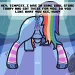  absurd_res anatomy anus clitoral_winking clitoris clothing cuminbread dialogue equid equine female footwear friendship_is_magic genitals hi_res horny horse light mammal my_little_pony open_pussy pegasus pony pussy rainbow_dash_(mlp) socks solo spreading stretching sunlight text window wings ych 