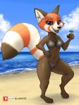  absurd_res ailurid anthro bikini blackberries_(raspberrieswh) breasts canid canine clothed clothing fan_character female hi_res link6432 mammal red_panda simple_background solo swimwear thick_thighs 