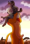  anthro balls big_breasts breasts butt carrying_partner cunnilingus disney duo erection felid female genitals hi_res hyaenid lion male male/female mammal nipples nude oral pantherine pickles-hyena sex shenzi simba sunrise the_lion_king vaginal 