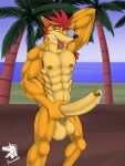  activision anthro balls bandicoot big_penis bodily_fluids body_hair chest_hair crash_bandicoot crash_bandicoot_(series) genital_fluids genitals hi_res male mammal markdeth marsupial muscular muscular_male nazuranoke penis precum solo video_games watermark 