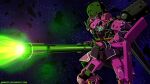  ammotu backpack bag beam_cannon cable deviantart_username emblem energy_beam english_commentary exposed_internal_machinery firing geara_zulu geara_zulu_angelo_sauper_custom glowing gundam gundam_unicorn highres lens_flare machinery mecha mecha_focus mobile_suit nebula neo_zeon no_humans one-eyed photoshop_(medium) radio_antenna robot roundel science_fiction shield shoulder_spikes signature space spikes star_(sky) 