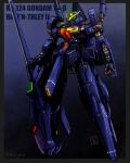  absurdres advance_of_zeta black_border border green_eyes gun gundam haze&#039;n-thley_ii highres holding holding_gun holding_weapon looking_ahead mecha mobile_suit moyan no_humans open_hand procreate_(medium) robot science_fiction v-fin weapon 