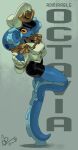 admirable_octavia alex_ahad anthro black_bottomwear black_clothing black_skirt blue_body blue_lips blue_skin bottomwear breasts cephalopod character_name clothing coleoid digital_drawing_(artwork) digital_media_(artwork) epaulet female gloves handwear hat headgear headwear hi_res horizontal_pupils lips looking_at_viewer marine military_cap military_uniform mollusk non-mammal_breasts noseless octopodiform octopus on_one_leg pseudo_hair pupils skirt solo standing suction_cup tentacle_hair tentacle_legs tentacles text uniform white_clothing white_gloves white_handwear