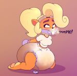  &lt;3 activision anthro barefoot blush bodily_fluids breath coco_bandicoot crash_bandicoot_(series) diaper diaper_fetish feces feet female hi_res looking_pleasured messy_diaper midriff navel restraints sex_toy soiling solo stunnerpony sweat vibrator video_games 
