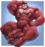  2021 5_fingers 5_toes absurd_res anthro balls barefoot big_balls big_muscles big_penis black_claws black_nose brown_body brown_fur brown_penis claws cursedmarked erectoin eyebrows feet fingers fur genitals grin hand_behind_head hi_res huge_balls huge_muscles huge_penis humanoid_feet humanoid_genitalia humanoid_hands humanoid_penis hyper hyper_muscles kumatetsu male mammal muscular muscular_anthro muscular_male nipples nude penis pink_nipples plantigrade simple_background sitting smile solo the_boy_and_the_beast thick_eyebrows thick_penis toes ursid vein veiny_penis 