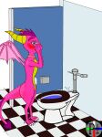  activision anthro bathroom blush blushing_profusely body_blush butt_blush clogged clogged_toilet doorless_stall dragon embarrassed embarrassed_nude_female ember_(spyro) female feral floor hand_on_face hi_res horrified humor logo perspectivezero public_restroom restroom_stall solo spyro_the_dragon standing tile tile_floor toilet toilet_bowl toilet_seat toilet_use video_games water 