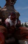3d_(artwork) 4k absurd_res animal_genitalia animal_penis anthro balls blender_(artwork) blender_eevee blood blood_from_wound blood_on_arm blood_on_chest blood_on_face blood_on_ground blood_on_leg blood_on_penis blood_splatter bodily_fluids brown_body brown_fur campsite canine_genitalia canine_penis cut_antlers dead_eyes death death_by_penis decapitation deer digital_media_(artwork) duo duo_focus ear_pull excessive_blood forest fur genitals gnoll gore grotesque_death group hi_res hyena knot knotted_penis low-angle_view male male/male mammal neck_penetration necrophilia penile penis pink_body pink_fur plant reverse_blowjob severed_body_part severed_head smaller_version_at_source snuff somesnowleopard tree white_body white_fur wounded