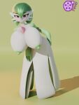  2022 3_fingers 3d_(artwork) absurd_res areola big_breasts breasts digital_media_(artwork) female feversfm fingers gardevoir generation_3_pokemon green_areola green_body green_hair green_nipples hair hi_res huge_breasts looking_at_viewer nintendo nipples not_furry pokemon pokemon_(species) solo standing video_games white_body 