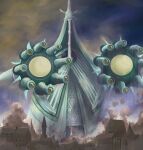  absurdres celesteela city commentary_request giant highres karura_(to-the-4483) long_neck no_humans outdoors pokemon pokemon_(creature) smoke solo ultra_beast 