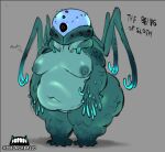 alien belly big_belly big_butt big_moobs black_sclera blue_body butt cellulite concept_art huge_belly huge_butt huge_thighs male moobs multi_eye multi_limb multicolored_body nipples overweight overweight_male red_eyes solo solo_focus tendrils the_tourist_(ze_blackball.d) thick_thighs ze_blackball.d