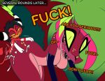 2025 anthro anthro_penetrated bodily_fluids breasts cum cum_inside demon demon_humanoid dialogue dinosaur duo english_text female female_penetrated genital_fluids green_hair hair hazbin_hotel horn humanoid humanoid_on_anthro humanoid_penetrating humanoid_penetrating_anthro imp impstripe male male/female male_penetrating male_penetrating_female missi_zilla multicolored_hair nude open_mouth open_smile penetration pink_hair prehistoric_species profanity purple_body red_body reptile scalie sex smile teeth text two_tone_hair