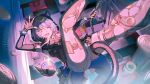  1girl absurdres animal_ear_fluff animal_ears black_gloves blue_eyes breasts cat_ears cat_girl cat_tail cipher_(honkai:_star_rail) coin column commentary_request ears_through_hood fang feet_out_of_frame fingerless_gloves fingernails from_above glint gloves grey_hair highres holding holding_rope honkai:_star_rail honkai_(series) hood hood_up hooded_leotard kanangnsn large_breasts legs_up long_fingernails looking_at_viewer nail_polish one_eye_closed open_mouth pillar rappelling revision rope short_hair_with_long_locks solo tail vase yellow_nails 