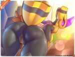  anthro anthrofied anus arthropod bee bent_over big_breasts big_butt breasts butt butt_focus curvaceous curvy_figure edit female generation_4_pokemon genitals hi_res hymenopteran insect isabelle_(r-mk) looking_at_viewer looking_back mostly_nude nintendo nipples non-mammal_breasts pokemon pokemon_(species) pokemorph presenting presenting_hindquarters presenting_pussy pussy r-mk rear_view solo thick_thighs vespiquen video_games voluptuous wide_hips 