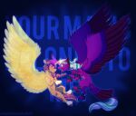  bracelet braided_hair cloven_hooves english_text equid equine ethereal_horn ethereal_wings hair hasbro hi_res hooves horn inuhoshi-to-darkpen jewelry mammal mlp_g5 my_little_pony opaline_(mlp) sunny_starscout_(mlp) text winged_unicorn wings 