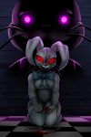  absurd_res anthro blood bodily_fluids duo e4hargus female five_nights_at_freddy&#039;s glitchtrap glowing glowing_eyes hi_res knife lagomorph leporid male mammal purple_eyes rabbit red_eyes scottgames vanny_(fnaf) video_games whiskers 