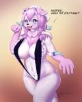  absurd_res anthro big_breasts breasts clothing eeveelution fan_character female generation_6_pokemon hi_res hybrid looking_at_viewer maid_uniform mammal navel ninfii_(syst) nintendo pokemon pokemon_(species) simple_background smile smiling_at_viewer solo sylveon syst text uniform ursid video_games yuio_maid_dress 