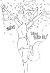 2025 alcohol anthro arms_outstretched armwear beverage black_and_white celebration champagne champagne_bottle clothing confetti dated dbaru domestic_cat dress elbow_gloves felid feline felis female footwear gloves handwear hi_res high_heels kitty_katswell mammal monochrome nickelodeon shoes sleeveless_clothing sleeveless_dress solo t.u.f.f._puppy