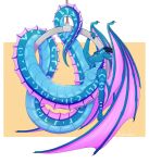  2022 apode blue_body claws digital_drawing_(artwork) digital_media_(artwork) draconcopode dragon falirchik female hi_res hoop horn legless looking_at_viewer naga reptile scalie serpentine shaded smile snake solo wings 