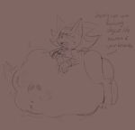 abdominal_bulge after_vore anthro barefoot belly big_belly bodily_fluids dialogue digestion duo feet hi_res honeycoves male male/male nude oral_vore same_size_vore sega shadow_the_hedgehog sonic_the_hedgehog_(series) sweat unwilling_prey vore 