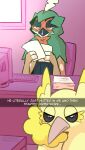 2025 anthro beak black_sclera britney_(oricorio) caption colored decidueye english_text eyelashes female feral generation_7_pokemon hi_res looking_at_object looking_at_viewer louis_(decidueye) male meme nintendo oricorio paperwork phone_view pokemon pokemon_(species) pom-pom_oricorio rozalid selfie slice_of_life story story_in_description text unimpressed working yellow_body