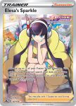  1girl artist_name balloon black_hair blue_eyes card_(medium) castle character_name charizard closed_mouth coat company_name copyright_name copyright_notice elesa_(pokemon) english_text hand_on_own_face head_rest headgear headphones jigglypuff lens_flare looking_at_viewer mizutani_megumi official_art pikachu pokemon pokemon_bw2 pokemon_card pokemon_tcg short_hair_with_long_locks sitting smile solo third-party_source trading_card yellow_coat 