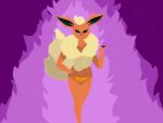 alcohol anthro beverage black_eyes black_nose casual_loser clothing colored_fire eeveelution female fire flareon fluffy fluffy_scarf fluffy_tail full-length_portrait fur game_freak generation_1_pokemon hand_on_hip head_tuft hi_res holding_glass holding_object neck_tuft nintendo orange_clothing orange_underwear pointy_ears pokemon pokemon_(species) portrait purple_background purple_fire red_body red_fur shaded simple_background smile smiling_at_viewer solo solo_focus tail tan_tail tuft underwear wine