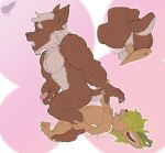 3_toes 4_fingers anal anthro balls bodily_fluids brown_body brown_eyes brown_fur duo fae_guide_(lor) feet fennephilim_fox fingers fur genitals hi_res holding_ankle holding_leg holding_wrist humanoid_genitalia humanoid_penis leaf leaf_hair league_of_legends male male/male masturbating_while_penetrated masturbation muscular muscular_male penetration penis plant plant_hair pseudo_hair riot_games simple_background size_difference small_dom_big_sub sweat tan_body tan_fur tencent toes tongue tongue_out yordle