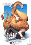 5_fingers absurd_res anthro anthro_on_anthro anus areola balls big_breasts big_butt big_pussy biped black_areola black_nipples black_vulva breasts butt canid canine dialogue dipstick_tail duo english_text erection female fingers fur gaping gaping_vagina genitals giraffe giraffid glans hair hi_res hooves huge_breasts huge_butt humanoid_genitalia humanoid_penis hyper hyper_genitalia hyper_vulva interspecies larger_female male male/female mammal markings nipples owligatorstudios penis size_difference smaller_male speech_bubble striped_body striped_fur stripes tail tail_markings tail_tuft text tuft unbirthing vaginal vore vulva zal_(zwerewolf)