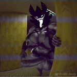 1:1 3d_(artwork) analog_glitch anthro armwear backrooms_creature balls big_balls big_breasts big_penis black_body black_fur bodily_fluids bottomwear breasts cleavage clothed clothing digital_media_(artwork) ear_piercing empty_eyes exposed_breasts fishnet_clothing fur genital_fluids genitals glitch gynomorph hi_res horror_(theme) humanoid intersex karelia_(ace_rattman) latex latex_clothing long_tongue looking_at_viewer looming n00b-body nails obscured_face penis piercing precum shirt shorts slightly_chubby smile smiler_(the_backrooms) smug solo standing teasing the_backrooms thick_thighs tongue topwear vhs_filter white_eyes white_tongue wide_hips