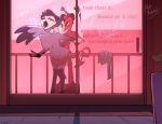 2025 4_eyes 4_fingers against_surface against_wall anal anal_penetration anthro anthro_penetrated arm_pull avian avian_demon balcony beak bent_over biped bird black_beak black_body black_eyebrows black_feathers black_hooves black_horn blitzo_(helluva_boss) bottomwear bottomwear_down building chest_tuft city clothed clothed_anthro clothed_humanoid clothed_male clothed_sex clothing color_coded_text demon demon_humanoid dialogue dirty_talk duo empty_eyes exhibitionism eyebrows feathers fingers from_behind_position grey_body grey_bottomwear grey_clothing grey_feathers grey_shirt grey_shorts grey_topwear grin heart_symbol helluva_boss hooves horn humanoid humanoid_on_anthro humanoid_penetrating humanoid_penetrating_anthro imp inside larger_anthro larger_penetrated long_sleeves male male/male male_anthro male_humanoid male_penetrated male_penetrating male_penetrating_male moan motion_lines multi_eye multicolored_body multicolored_feathers multicolored_horn multicolored_skin one_eye_closed open_mouth outside_sex owl partially_clothed penetration penile penile_penetration penis_in_ass post-it_note potatonebula prison_guard_position pupils railing red_body red_bottomwear red_clothing red_eyes red_shirt red_shorts red_skin red_tail red_text red_tongue red_topwear sex shadow sharp_teeth shirt short_sleeves shorts shorts_down signature size_difference sliding_door slit_pupils smaller_humanoid smile spade_tail standing stolas_(helluva_boss) striped_horn stripes tail tail_feathers talking_to_another talking_to_partner tan_teeth teeth text thrusting tongue topless topless_anthro topless_male topwear tuft two_tone_body two_tone_feathers two_tone_horn two_tone_skin two_tone_tail white_body white_horn white_skin white_tail white_text wrist_grab yellow_sclera